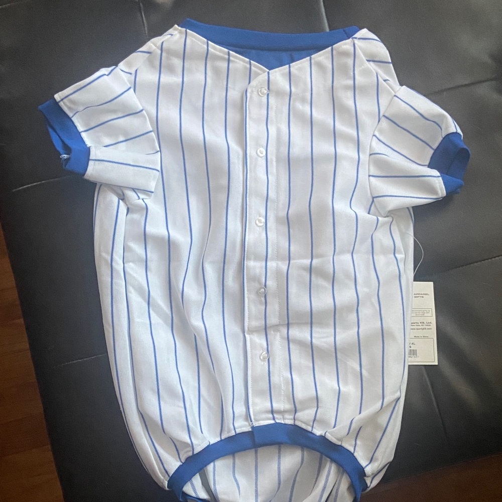 Chicago Cubs Blue & White Pinstripe Baseball-Style Pet Shirt